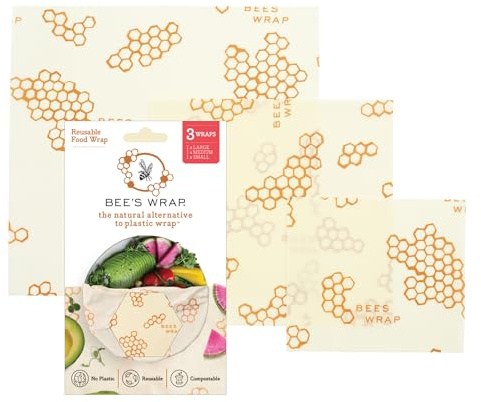 Bee’s Wrap Set of 3 Assorted Size Wraps, Beige