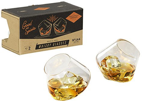 Gentlemen's Hardware Rocking Whisky Glasses, Silver, Set of 2, GEN144, 11 ounces