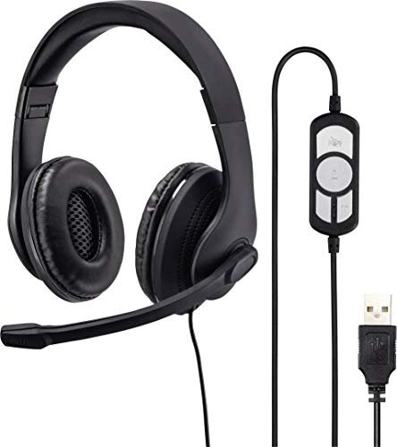 Hama HS-USB300 - Auriculares para PC (USB, con Cable, estéreo), Color Negro