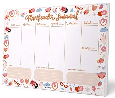Planificador semanal A4 Merchezafor - Weekly planner : Planner Sin Fecha en Español - Organizador semanal escritorio [54 págs. con Alto Gramaje]