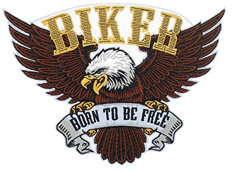 Grand écusson Born to be Free Biker Aigle thermocollant pour gilets en cuir | Patches de moto USA USA dos gilet thermocollant patch badge badge moto