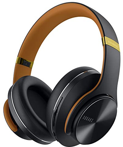 DOQAUS Wireless Headphones Over Ear, Bluetooth Headphones Over Ear with 3 EQ Modes, 90Hrs PlayTime Wireless Headphones,HiFi Stereo Foldable Headset with Microphone for PC Cellphone Tablet(Black Brown)