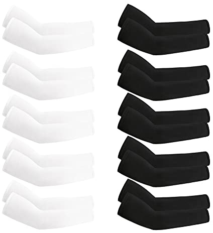 10 pares de mangas de brazo anti-UV, suaves, transpirables, protección solar, antebrazo, mangas de brazo unisex, mangas de compresión para cubrir los brazos para exteriores, ciclismo, conducción