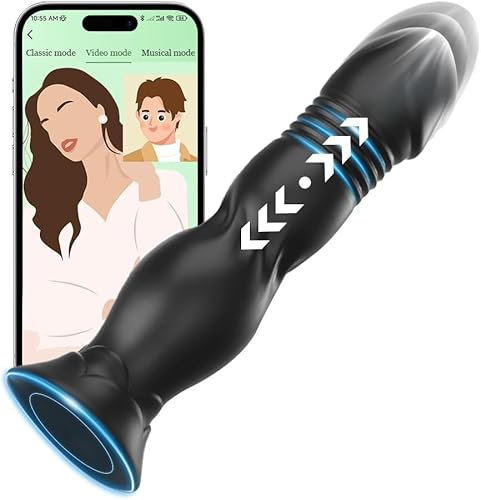Jurqear Plug Anal Vibradores Juguetes Sexuales Hombre Mujer - Anales Vibradorador Juguete Eróticos para Pareja con 10 Empuje 10 Vibración, Estimulador Prostata Vibrador Músculos (QTZ-01Negro)