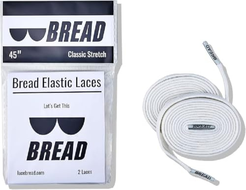 Bread Elastic Shoelaces – Tie Once, Slip On Convenience – Premium Stretch Laces That Look Like Real Shoelaces for Sneakers, Boots, Running Shoes, and Everyday Wear, Cloud White, 36