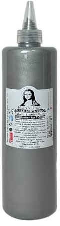 Stofffarbe 500ml. Waschfeste Textilfarbe. T-Shirt Farbe für helle Stoffe. Waschmaschinenfest, Waschbeständig. Textilmalfarbe, Stoffmalfarbe Fixierung durch Bügeln (Silber)