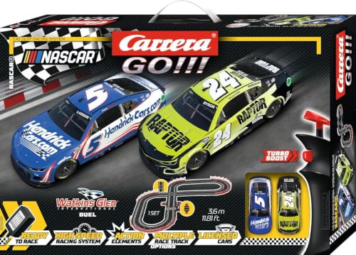 Carrera GO!!! 20062583 NASCAR 3.6 Racerbane-set, racerbana med licensierade slotbilar, upp till 2 spelare, för barn från 6 år och vuxna