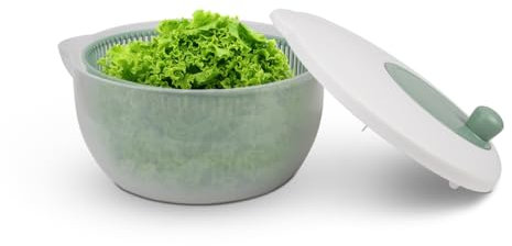 Pro Home Salatschleuder (4 Liter, Ø25cm) BPA-frei, 3in1 - Schleuder, Sieb und Salatschüssel, 3D Kurbel - Schleudern ohne Kraftaufwand, Salattrockner
