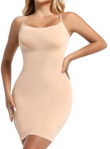 Joyshaper Shapewear Full Slip Dress for Women Shaping Slips Tummy Control | Bodycon Mini Dresses U-Neck Camisole with Adjustable Shoulder Straps