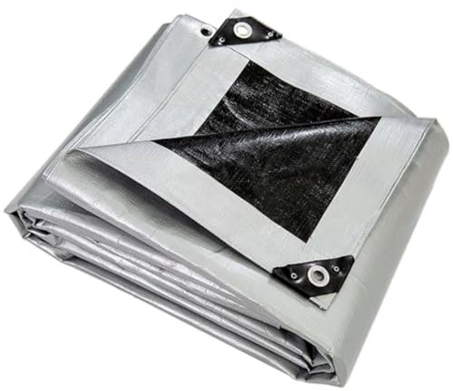 Silver Tarpaulin 1.5 x 2 m - 260 GSM Extra Heavy Duty Waterproof Sheet with Rubber Reinforced Corners - UV Resistant Ground Sheet Cover for Garden Furniture, Camping, Construction, Outdoor Protection
