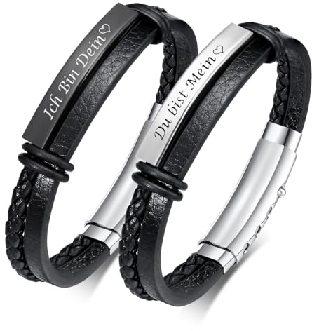 XUANPAI partnerarmband med gravyr pararmband för män kvinnor – par armband läder justerbara personliga presenter till par jul årsdag födelsedagspresent