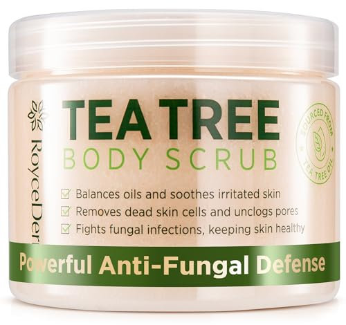 Tea Tree Body Scrub Exfoliating: Extra Strength Pre-Body Wash - Deep Cleansing Scrub with Tea Tree Oil & Dead Sea Salt for Smooth Skin - 12oz