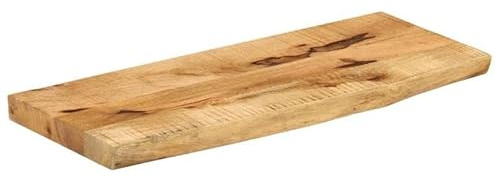 Eleganz Mesa maciza de madera de mango rugosa con acabado natural de 80 x 40 x 2,5 cm – Borde de árbol rústico para cocina, salón u oficina