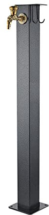 WJFTODAY Colonne d'eau de Jardin carrée en Acier Inoxydable de 95 cm, Colonne d'eau antig, Support de Tuyau d'arrosage avec 2 robinets en Laiton, Fontaine de Colonne de Jardin pour irrigati de Jardin