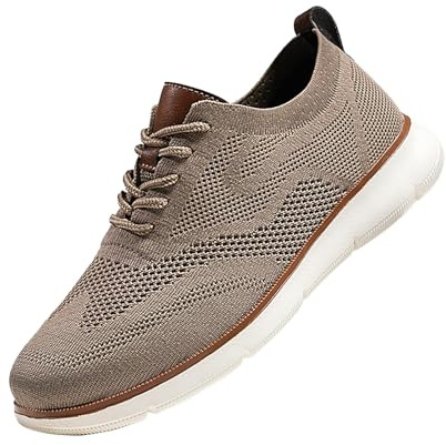 Breeze - Scarpe da uomo Wearbreeze, in tessuto lavorato a maglia, con lacci, comode, per il tempo libero, scarpe da sposa, beige., 42 EU