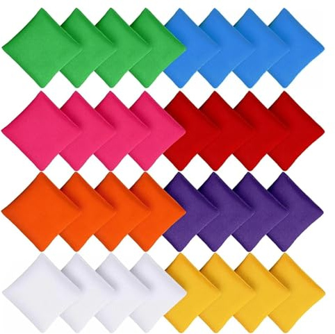 32 Pièces Sac Lesté pour Jeu de Lancer de Sac, Sacs de Cornhole de Haricot, Cornhole Sacs de Haricot, Jeux de Lancer de Sac de Haricots, Bean Bag Game pour Enfants, 8 Couleurs, pour l'extérieur et l'i