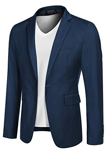 COOFANDY Men's Sports Coat One Button Blazer Jacket Stretch Lightweight Suit Jacket Business Casual Wear Blue