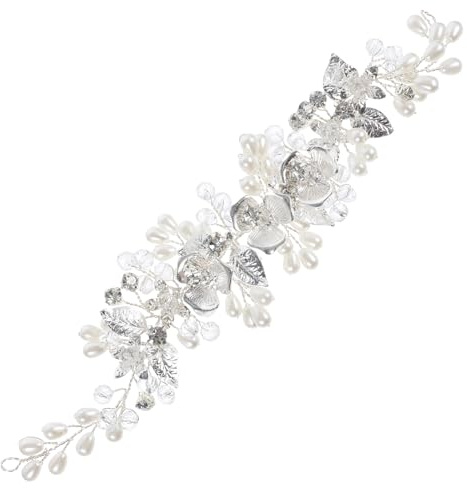 Cabilock Accessoire de Coiffure pour Mariée en Alliage Perles et Cristaux Serrage-Tête Ajustable Argenté Ornement de Tête Élégant pour Mariage Cérémonie et Soirée Accessoires Cheveux