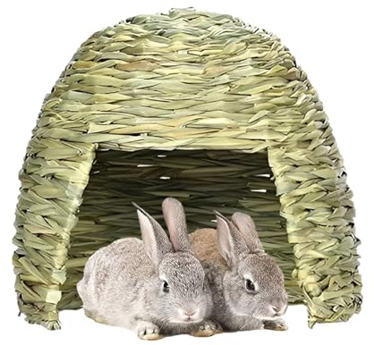 Bunny Grass Hut - Foldable Straw, Large Grass House, Guinea Pig Tunnel, Small Animal Play Hideaway Bed, Folding Sleeping Cave |Hay Bed Playhouse For Chinchillas, Hamsters
