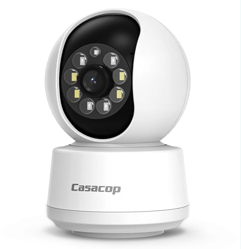 CASACOP Smart Security Camera, 1080p Home Security Camera, Pan & Tilt 2.4Ghz Indoor IP Camera, with Person, Vehicle, Animal Detection, Phone App 2-Way Audio, Compatible with Alexa