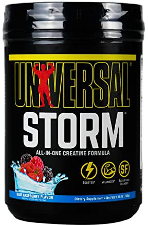 Universal Nutrition Storm Blue Raspberry Powder | Creatine-Matrix Kreatin | Muskelaufbau