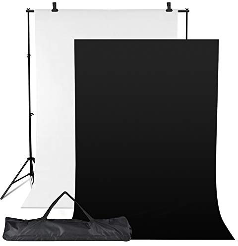 Professional Background compteur 2x3 Studio Photo Piètements Kit Avec écran Fond photo Toile de fond tout en 1 Photographie Set Venez avec la qualité Carry Bag Noir/Fond blanc