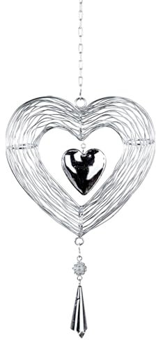 formano XXL Deko Fensterhänger Girlande Herz 19 cm Metall Mobile Silber
