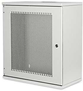DIGITUS Nätverksskåp - 19-tums rack 12 U - Omonterat - Väggmontering - 400 mm djup - Belastning 60 kg - Perforerad dörr - Grå