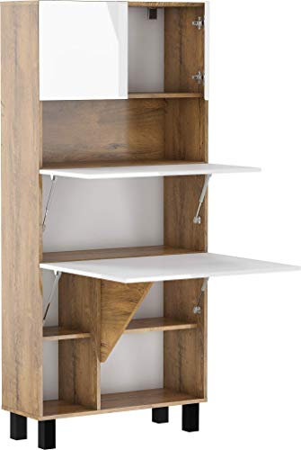 BIM Furniture Klappbare Schreibtischregale HOMI-Regale Haushaltsbüro Wandtisch Computertisch Laptop-Tisch Klapptisch (Burgunder Eiche/weiß Glanz)