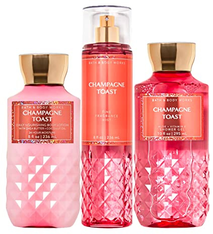 Bath and Body Works - Champagne Toast - Daily Trio - Shower Gel, Fine Fragrance Mist & Super Smooth Body Lotion