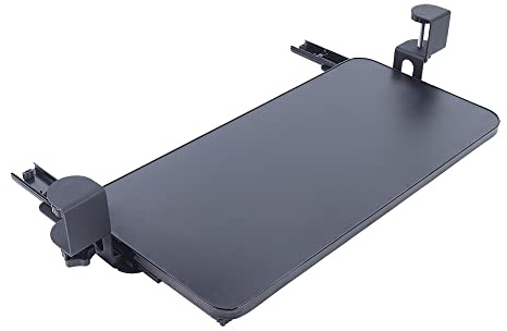 wanwanper Supporto per tastiera, ripiano per tastiera, estraibile sotto la scrivania, con morsetto a C, supporto per tastiera e mouse, 52 x 25 cm, cassetto tastiera