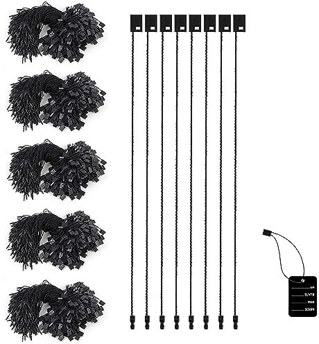 Hezhou 1000 Stück Kleidung Anhänger Schnur Kleidung Tag Seil Nylonschnur für Hängeetiketten Fallumbau Befestigungen Label Hängenden Seil String Snap Locks Pin Sicherheitsschleife (Schwarz 17cm)