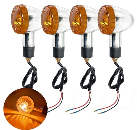 VRWEARE 4pcs Universal Motorcycle Turn Signals Front Rear Turn Signal Blinker Light Compatible with Yamaha Motorcycle Bike Cruiser Bobber Chopper Shadow Honda Harley Kawasaki Suzuki (Amber)