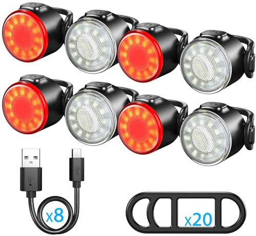 Bike Lights, USB Fast Charging Bike Front and Tail Light Set, IPX5 Waterproof Standard, 6 Lighting Modes, Easy to Disassemble, Safe and Reliable, Suitable for Night Riding on Road and Mountain Bikes