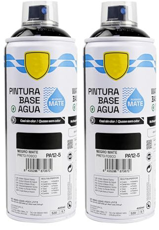various - Pintura Spray Base Agua 400ml,Ecológica y Sin Olor,Para Muebles,Metal,Plástico y Madera,Colores Duraderos,Cobertura Uniforme - Negro Mate,4 unidad