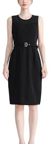 AXOE Femme Robe Crayon Vintage avec Dentelle Fente Latérale Elegant Couleur Unie pour Business Bureau Décontractée
