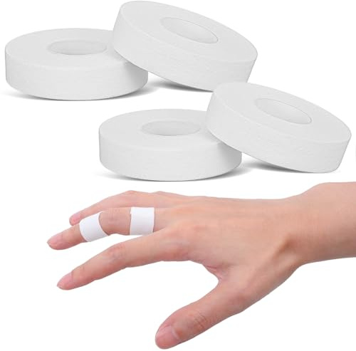 TIESOME 4 Rollen Hautfreundlich Fingertape, 1,5 cmx10 m Selbstklebende Klettertape Sporttape Handtape Sportbandage Tapeverband für Klettern Bouldern Kraftsport Volleyball Handball(Weiß)