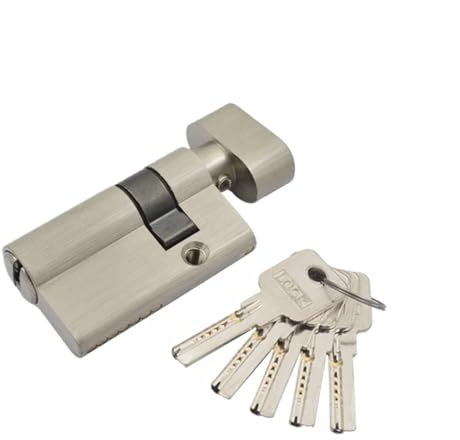 IZHAOGJING Bombin Cerradura Seguridad, Bombin Doble Embrague Cerradura de Puerta de latón con embutir de Perfil cilíndrico, con 5 Llaves(P)