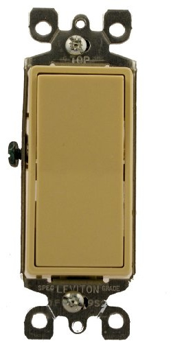 Leviton 15 Amp Decora Illuminated Single-Pole Switch, Grounding, 5611-2I, Ivory