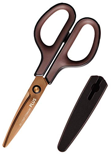 Plus SC-175ST 34-519 Scissors, Fit Cut Curve, Titanium, Continuous Sharpness, Brown