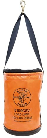 KLEIN TOOLS Seau à outils 5109CSV - Seau à outils en vinyle à fermeture supérieure avec mousqueton pivotant et poignée en toile - Orange - 30 cm - Charge nominale : 45 kg
