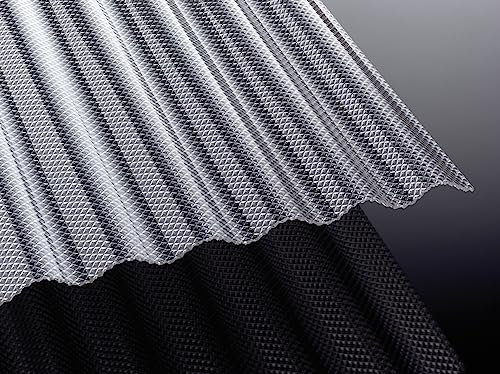 Highlux® Acrylglas-Profilplatte Wellplatte Lichtplatte, 3mm Stark, Sinus 76/18, glasklar, Wabenstrukt 1045mm x 2500mm