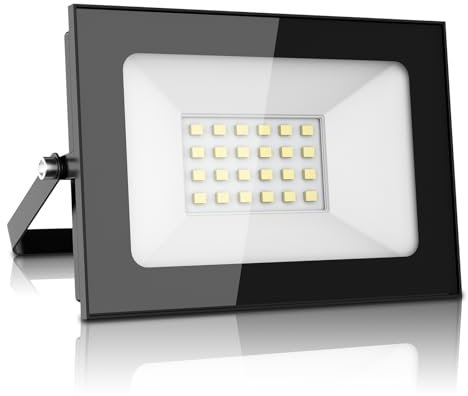 papasbox LED Strahler 12V, 20W LED Fluter Superhell 1600LM Strahler Außen Flutlicht 6000K Kaltweiß, IP65 Wasserdicht Scheinwerfer für Garten, Hof, Terrasse, Quadrat, Fabrik