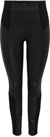ONLY Damen Onlclaremont Coated Insert Tlr Leggings, Schwarz, M / 32L EU