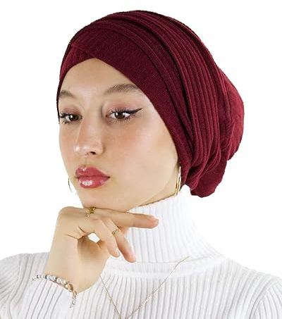 Turban hijab en maille cousu pour femme musulmane