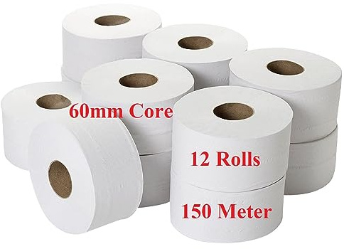 Mini Jumbo 2ply White Toilet Paper Toilet Rolls Commercial Toilet Rolls 150 Meter 60mm Core (60mm Core)