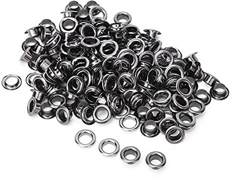 Emoshayoga Lot de 100 rivets à œillets en laiton 6 mm double face creux pour vêtements, sac, ceinture, chaussures, couleur pistolet, collection artisanale