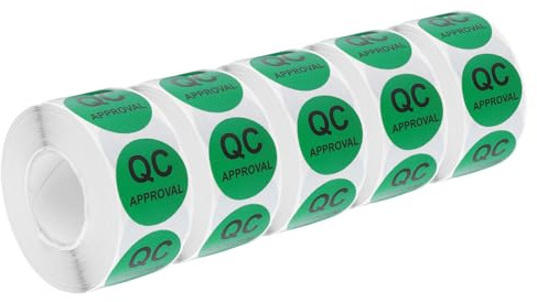 sourcing map Etichette adesive per inventario QC approvazione, 25 mm, verde per magazzino magazzino, 5 rotoli da 2500 pezzi