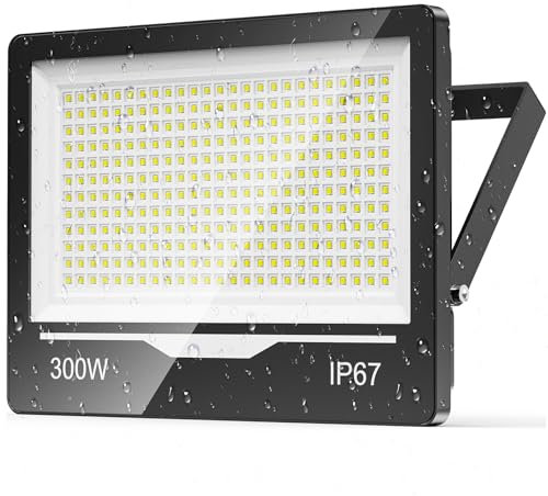 TOPAUBUB LED Strahler Außen Hofbeleuchtung 300W 1 Stücke - 30000LM Superhell LED Scheinwerfer 230V Fluter Außen 6500K Kaltweiß IP67 Wasserdicht Flutlichtstrahler für Garten, Sportplatz