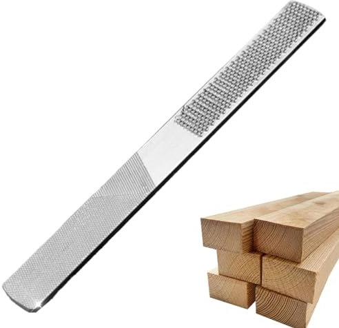Träfiler för träbearbetning – 4-i-1 platt metallfil, platt fin sågtandade handhållna små träfiler ergonomiskt handtag för mekaniskt underhåll
